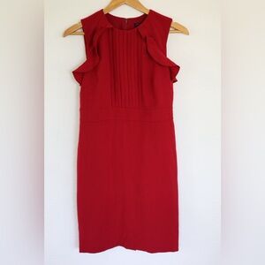 Ann Taylor, Pleated Ruffle Sheath Dress, Morello Red, 2